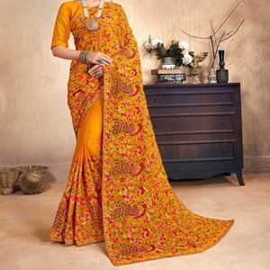 Exclusive Kashmiri Work Georgette Saree